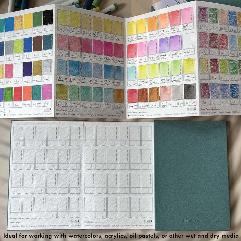tumuarta Artist’s Color Swatch Book, 100% Cotton, 140 LB, 300GSM, Concertina Book, 24 Pan/Sheet, Painter`s Color Diary for Watercolors, Acrylic, Markers and Wet & Dry Media (7.5" x 5") - Image 2